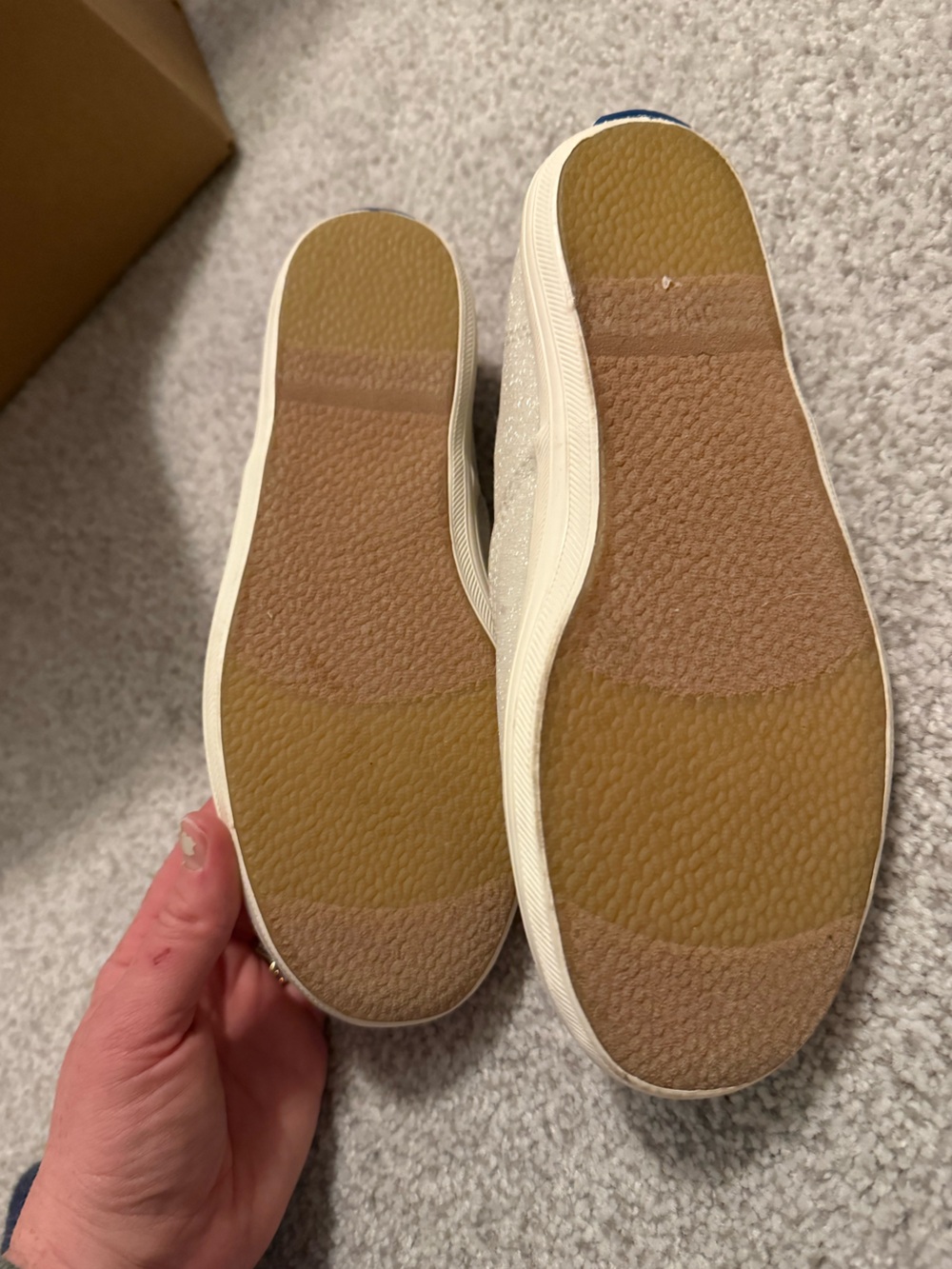 kate spade New York Ivory Glitter Ribbon Lace Sneakers - Picture 3 of 3